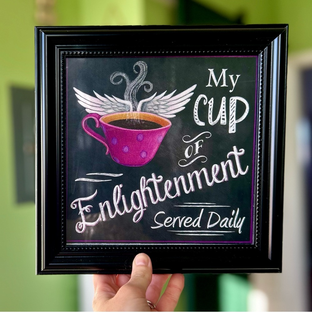 Framed Kitchen Coffee Lovers Angel Wing Wall Hanging Home Decor Art Display - Picture 7 of 7